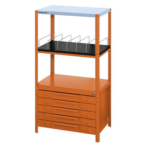 Modul Schubladen 5-fach mit Chemie Oberteil 1000x542,5x364 mm, orange